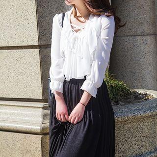 Cross Neck 3/4-sleeve Blouse