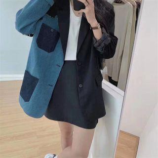 Panel Denim Blazer / Mini Skirt