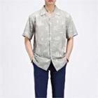 Short-sleeve Linen-blend Patterned Shirt