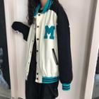 Color Block Long-sleeve Baseball Jacket