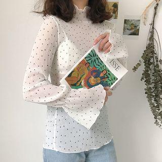 Dotted Bell-sleeve Chiffon Top