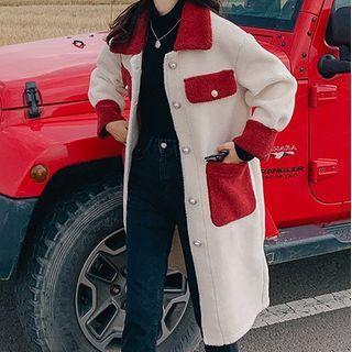 Two Tone Fleece Buttoned Coat