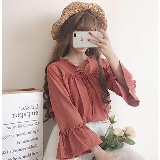 Ruffle Trim Bell-sleeve Top