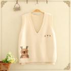Rabbit Embroidered Knitted Vest