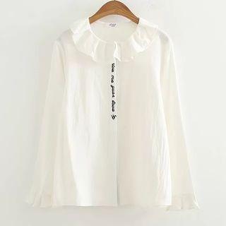 Lettering Embroidered Blouse