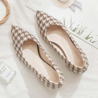Pointy-toe Chunky-heel Tweed Pumps