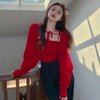 Long Sleeve Lace-up Plain Cardigan