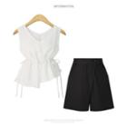 Set: Sleeveless V-neck Top + Shorts