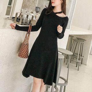 Cut-out A-line Knit Dress