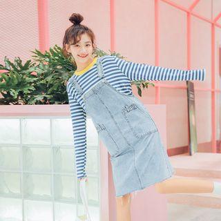 Fray-hem Dungaree Dress