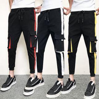 Contrast Trim Cropped Pocket Harem Pants