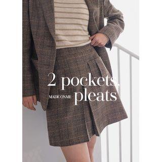 Dual-pocket Plaid Miniskirt