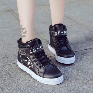 High-top Star Applique Lace-up Sneakers