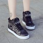 High-top Star Applique Lace-up Sneakers