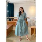 Button-through Cotton Long Dress
