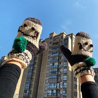 Embroidered Smiley Mittens