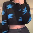 Pattern Cropped Sweater Black - One Size