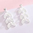 925 Sterling Silver Leaf Dangle Earring Es566 - 1 Pair - One Size