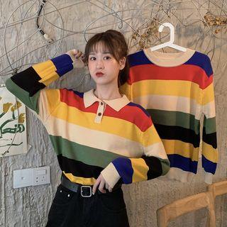 Striped Sweater / Polo-neck Sweater