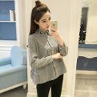 Tiered Gingham Long-sleeve Blouse