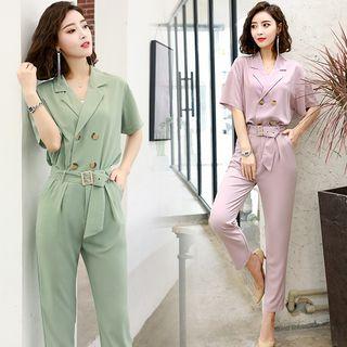 Set: Short-sleeve Double Breasted Shirt + Dress Pants