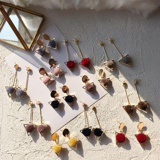 Pompom Triangle Earrings