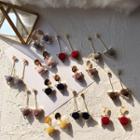 Pompom Triangle Earrings