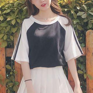 Contrast Trim Short-sleeve Raglan T-shirt