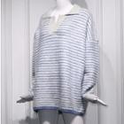 Striped Sweater / Button Denim Jacket