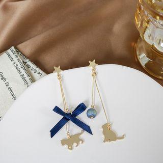 Ribbon Cat Asymmetrical Alloy Dangle Earring