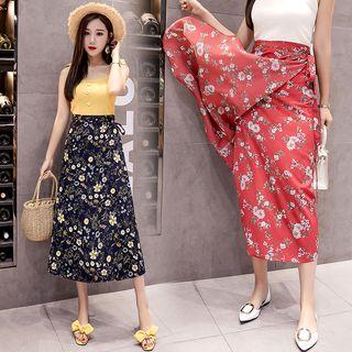 Tie-waist Floral Maxi Skirt