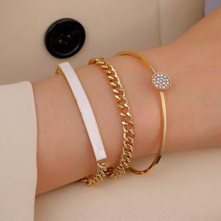 Set Of 3: Chain Bracelet + Open Bangle