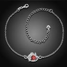 Fashion Elegant Apple Red Cubic Zircon Anklet Silver - One Size