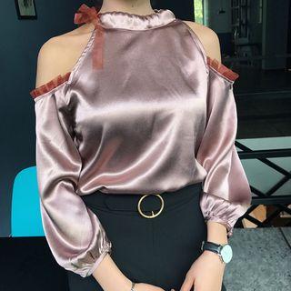 Shoulder Cut Out Chiffon Blouse