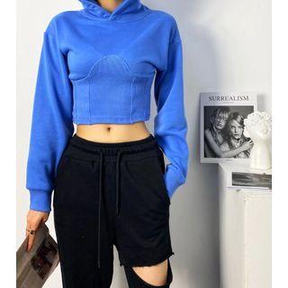 Long Sleeve Plain Crop Hoodie