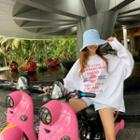 Letter Print Oversized T-shirt White - One Size