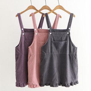 Frilled Hem Corduroy Jumper Dress