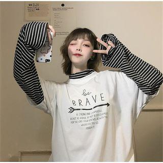 Long-sleeve Mock-two-piece T-shirt
