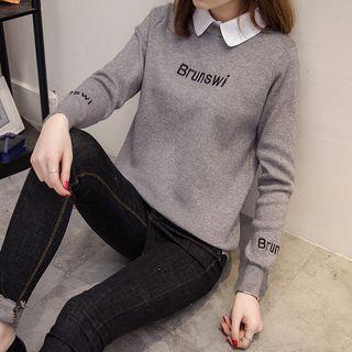 Lettering Mock Two Piece Sweater