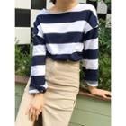 Round-neck Rugby-stripe T-shirt