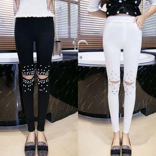 Embellished Cut Out Skinny Pants