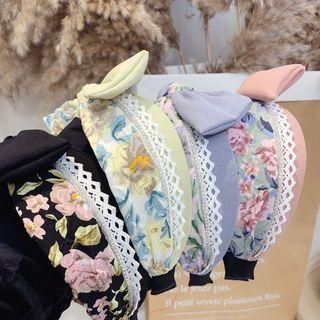 Floral Print Lace Bow Headband