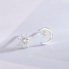 Non-matching 925 Sterling Silver Rhinestone Moon & Star Earring 1 Pair - Earring - One Size