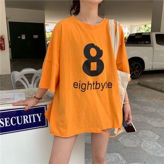 3/4-sleeve Letter Ripped T-shirt
