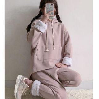Set: Fleece-lined Long-sleeve Hoodie + Pants