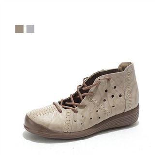 Genuine Leather Lace-up Front Loafers