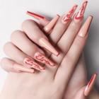 Print Pointed Faux Nail Tips Sm14210455 - Red Dragon - Nude Pink - One Size