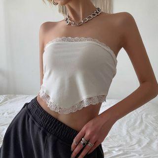 Lace Trim Strapless Top