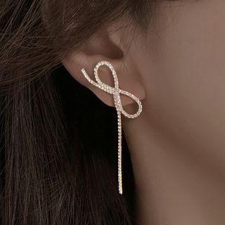 Bow Asymmetrical Alloy Earring 1 Pair - Gold - One Size