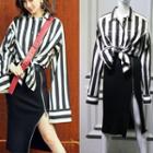 Stripe Blouse/ribbed Zip-side Skirt
